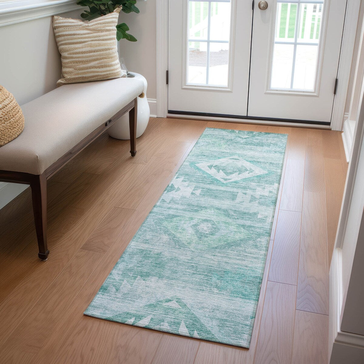Machine Washable Indoor/ Outdoor Chantille Boho Tribal Rug