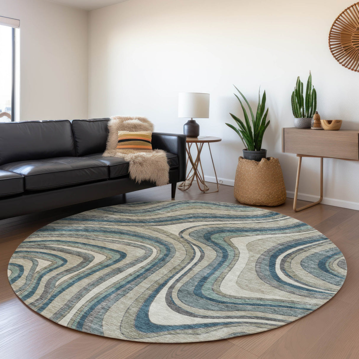 Machine Washable Indoor/ Outdoor Chantille Contemporary Abstract Rug