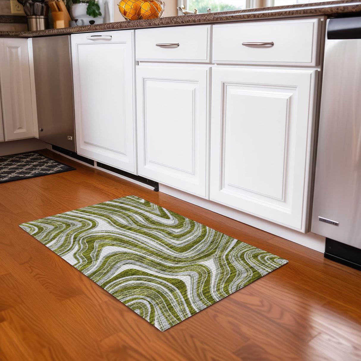 Machine Washable Indoor/ Outdoor Chantille Contemporary Abstract Rug