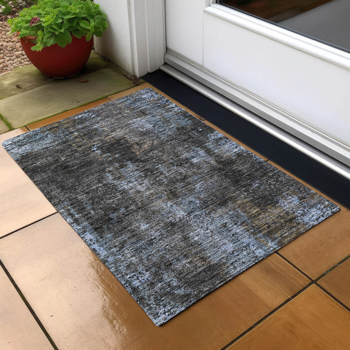 Machine Washable Indoor/ Outdoor Chantille Contemporary Abstract Rug