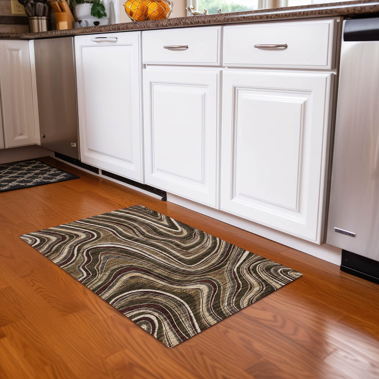 Machine Washable Indoor/ Outdoor Chantille Contemporary Abstract Rug