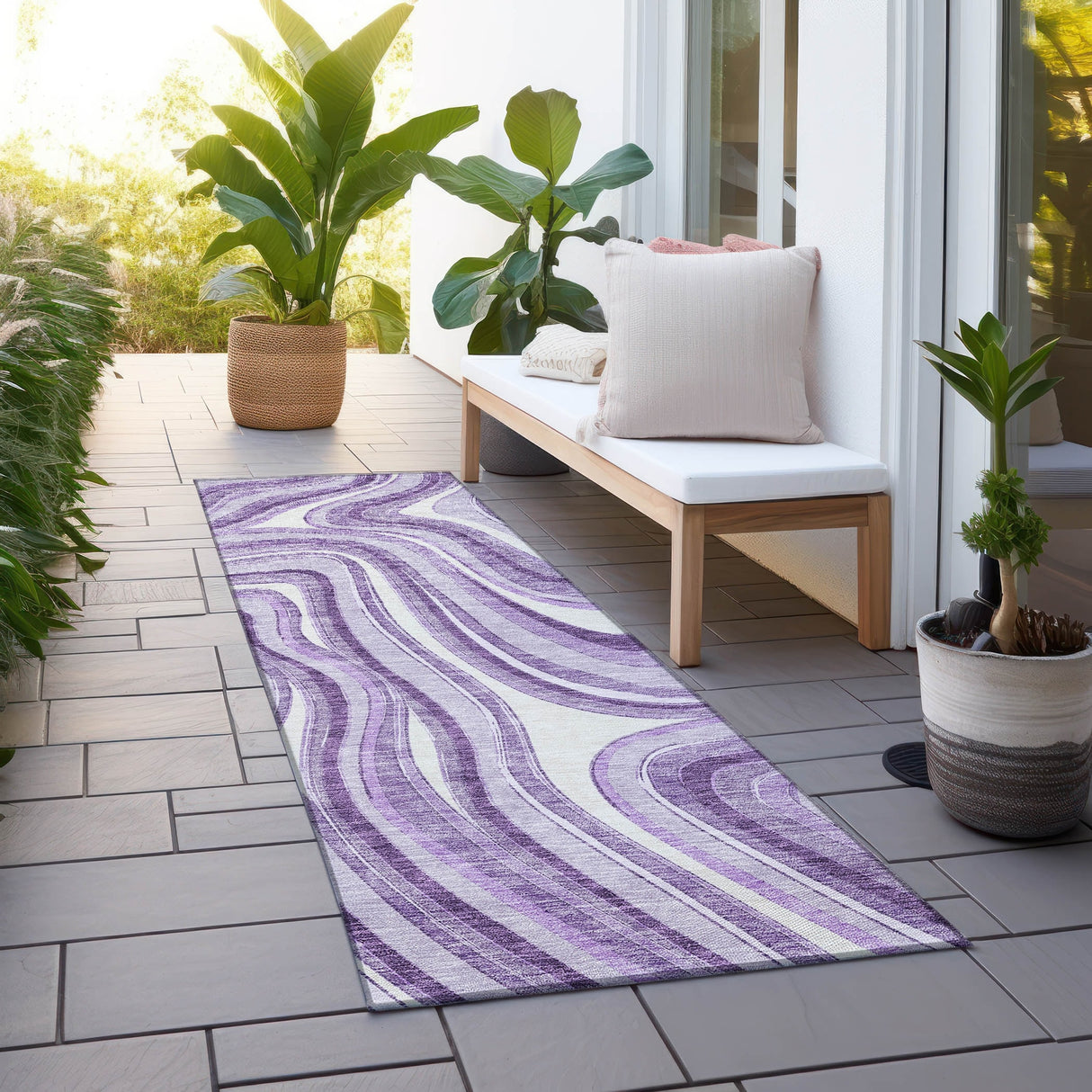 Machine Washable Indoor/ Outdoor Chantille Contemporary Abstract Rug