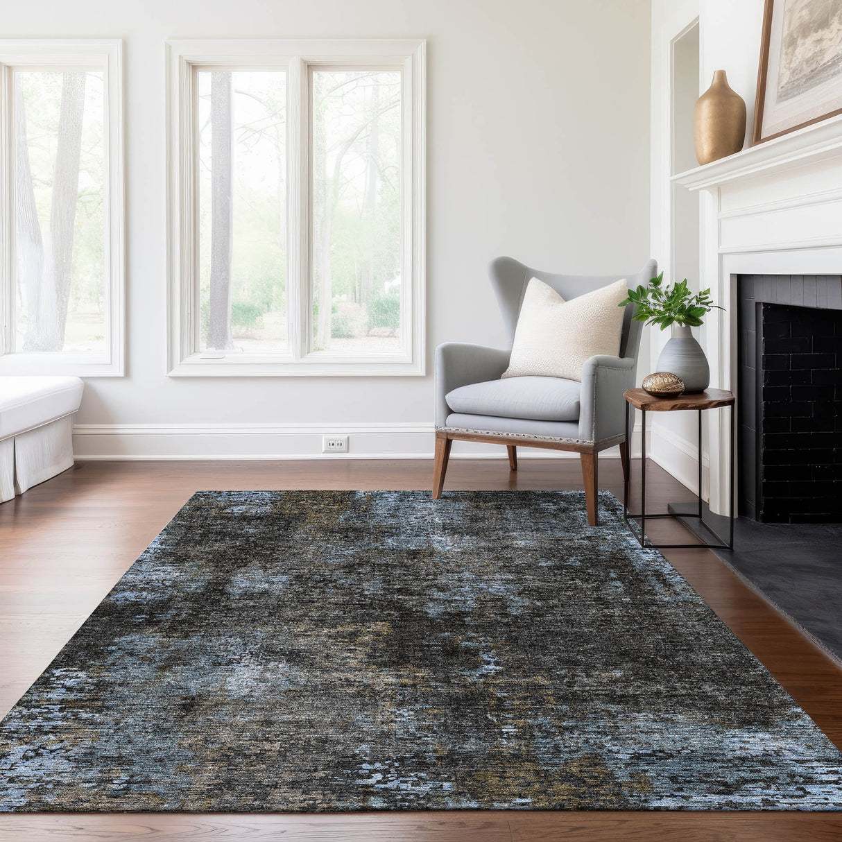Machine Washable Indoor/ Outdoor Chantille Contemporary Abstract Rug