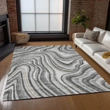 Machine Washable Indoor/ Outdoor Chantille Contemporary Abstract Rug