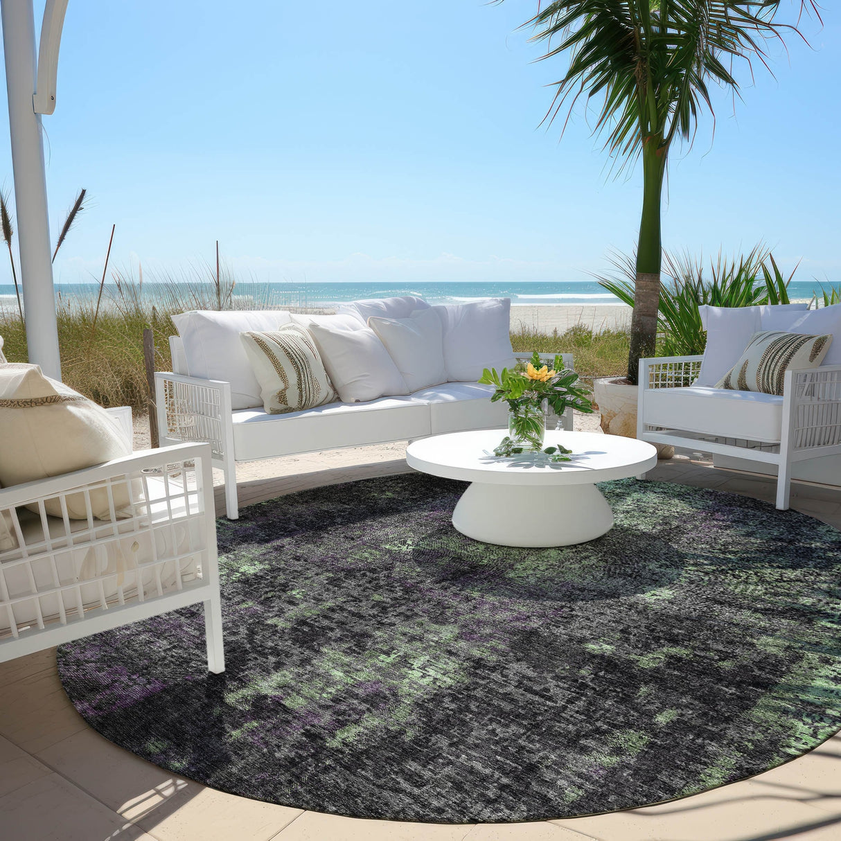 Machine Washable Indoor/ Outdoor Chantille Contemporary Abstract Rug