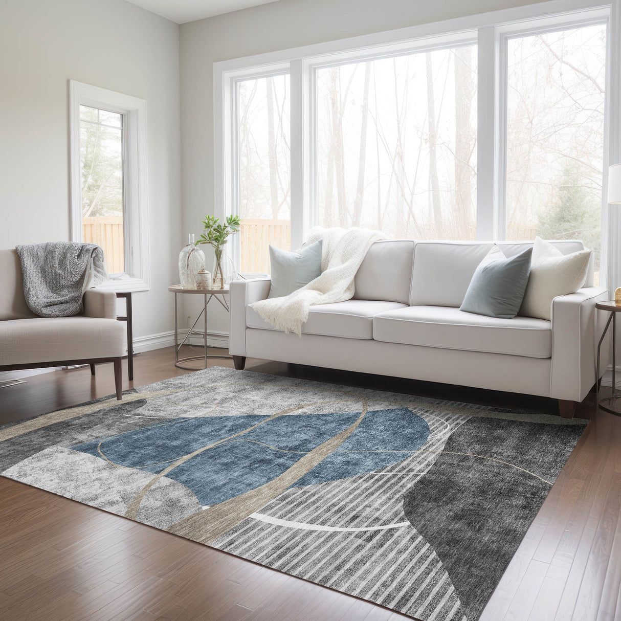 Machine Washable Indoor/ Outdoor Chantille Contemporary Abstract Rug