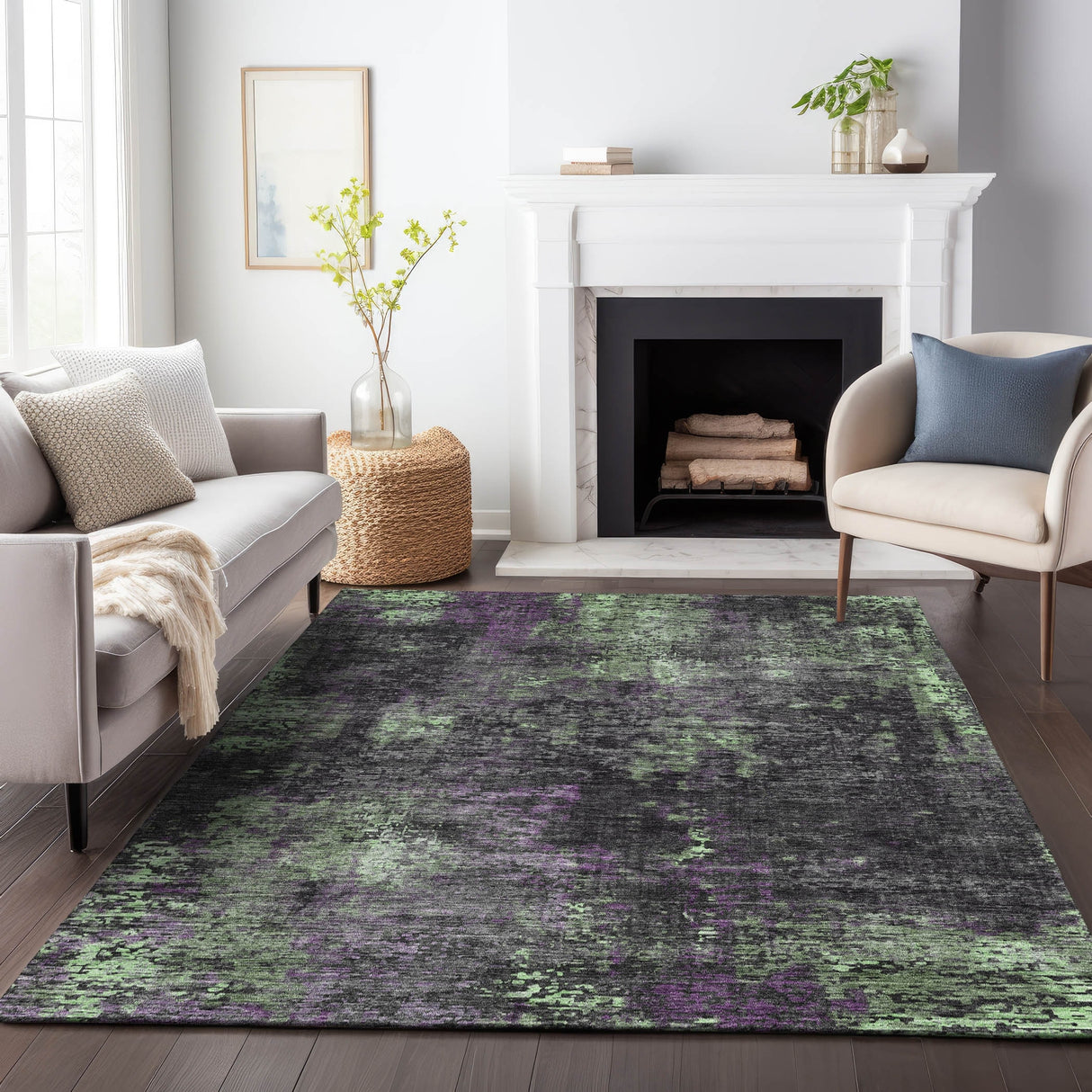 Machine Washable Indoor/ Outdoor Chantille Contemporary Abstract Rug