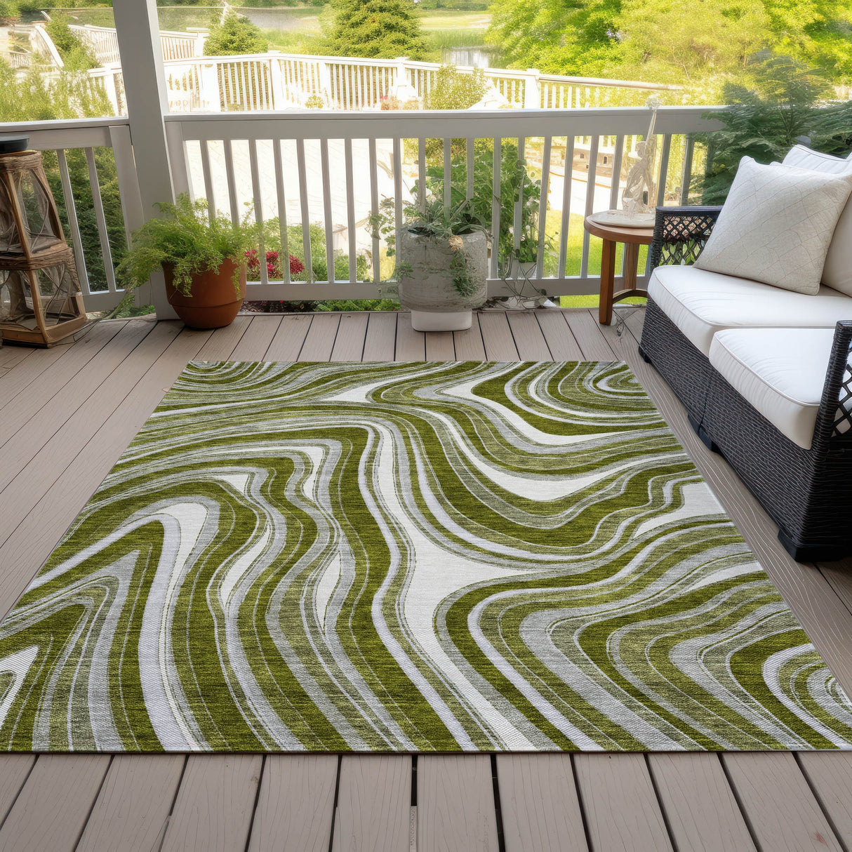 Machine Washable Indoor/ Outdoor Chantille Contemporary Abstract Rug