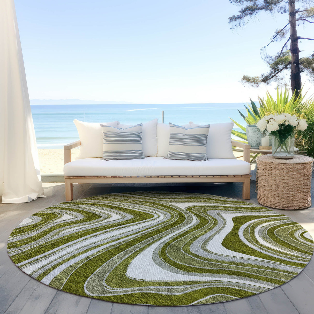 Machine Washable Indoor/ Outdoor Chantille Contemporary Abstract Rug