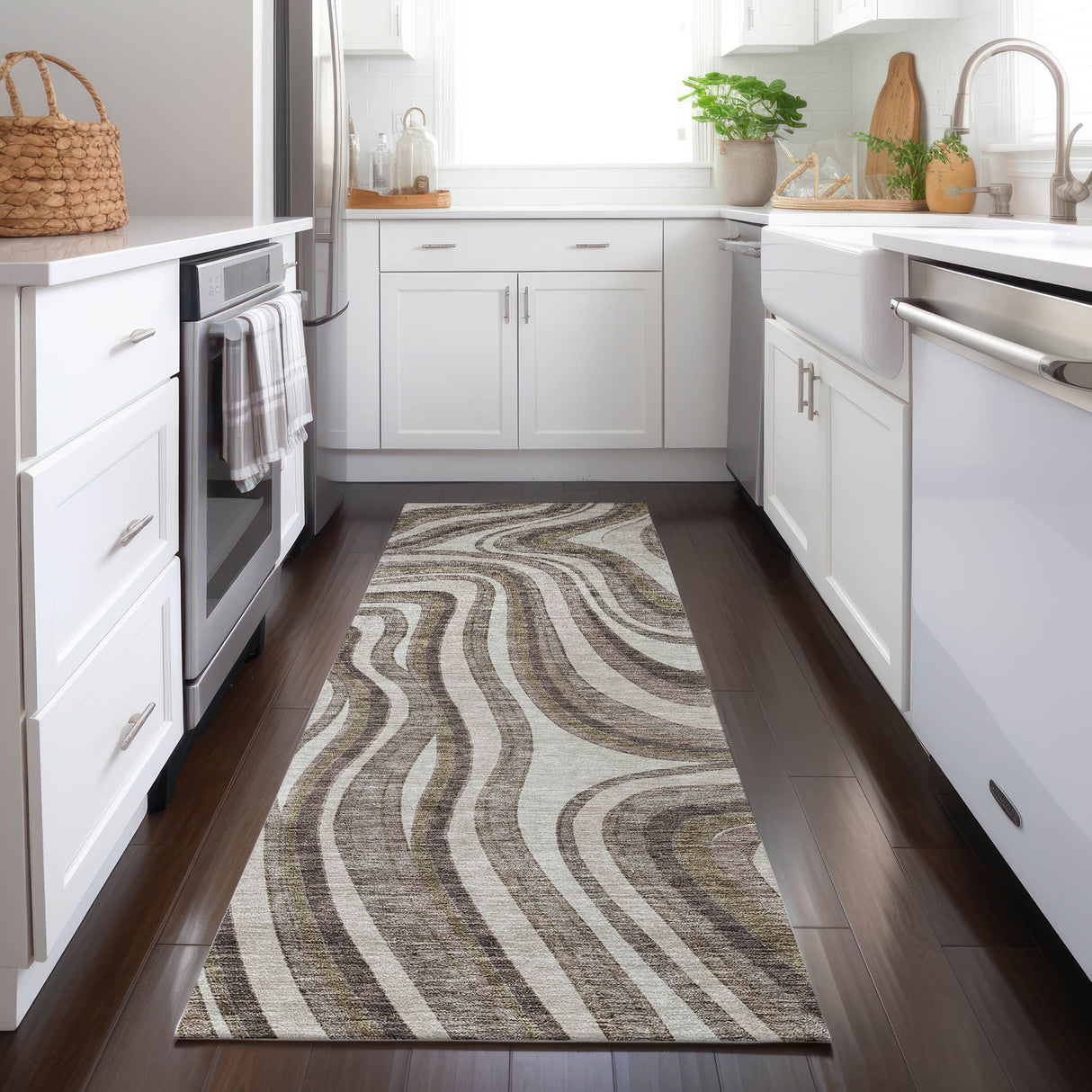 Machine Washable Indoor/ Outdoor Chantille Contemporary Abstract Rug