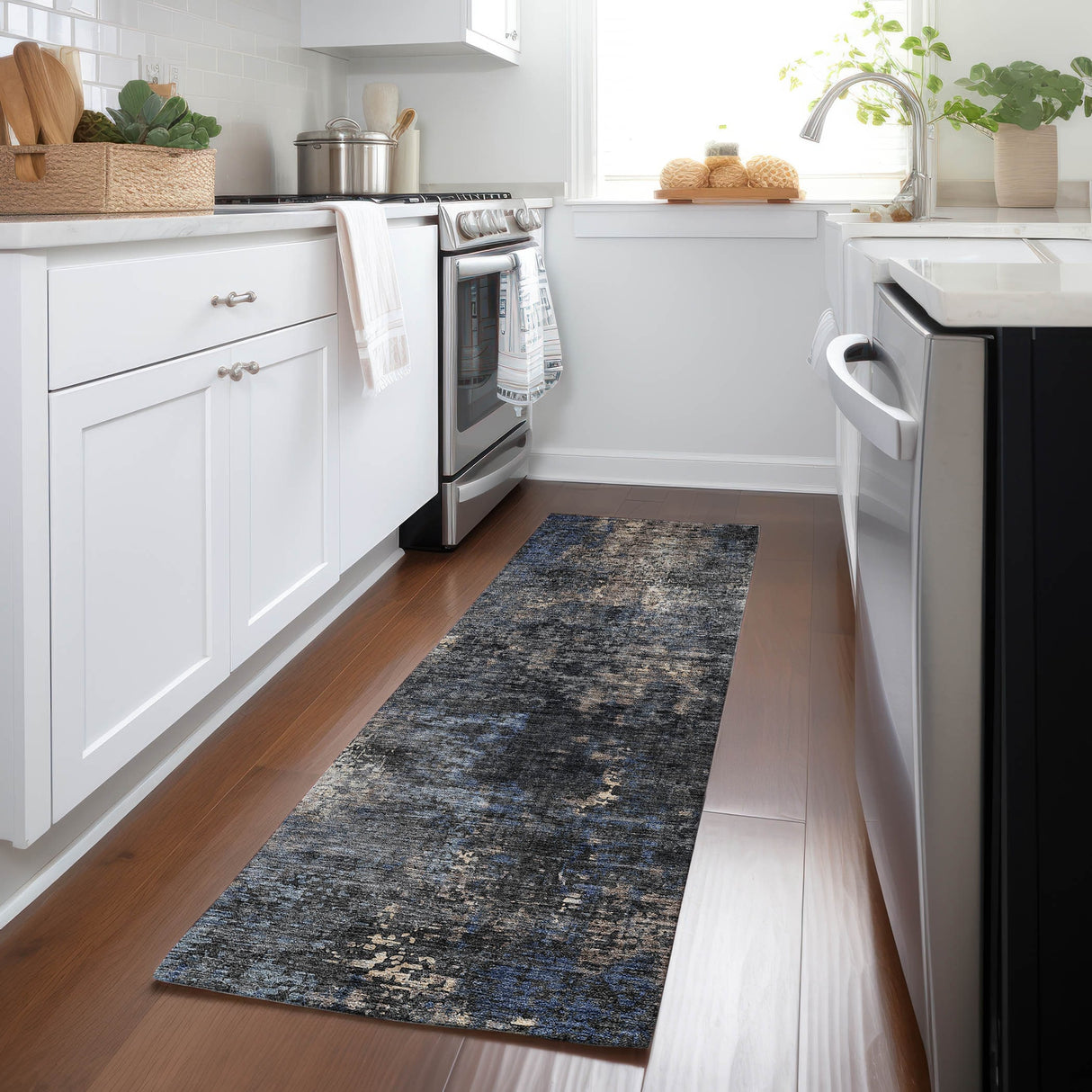 Machine Washable Indoor/ Outdoor Chantille Contemporary Abstract Rug