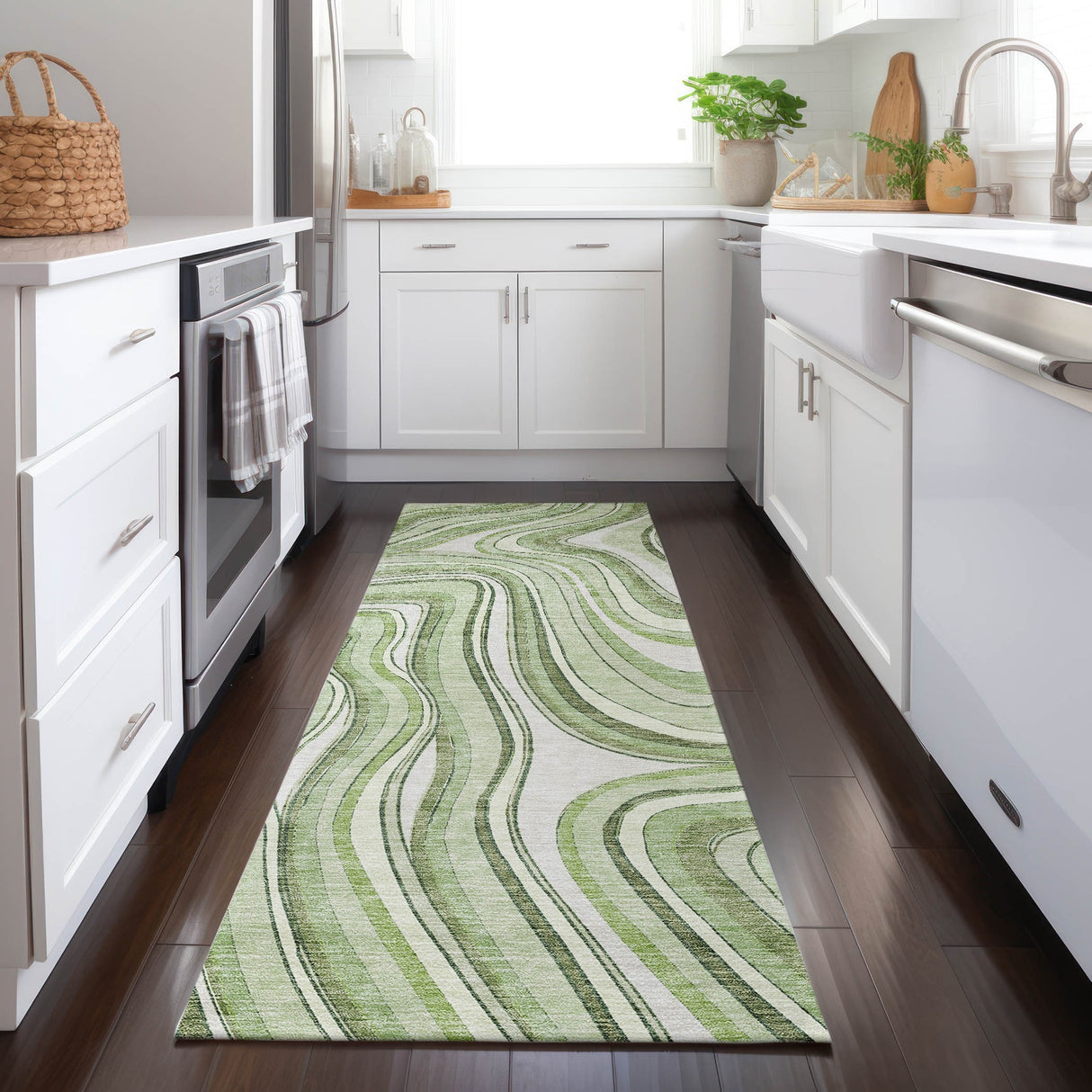 Machine Washable Indoor/ Outdoor Chantille Contemporary Abstract Rug