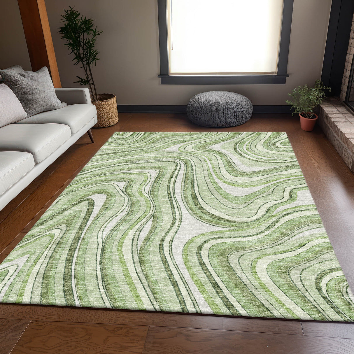 Machine Washable Indoor/ Outdoor Chantille Contemporary Abstract Rug