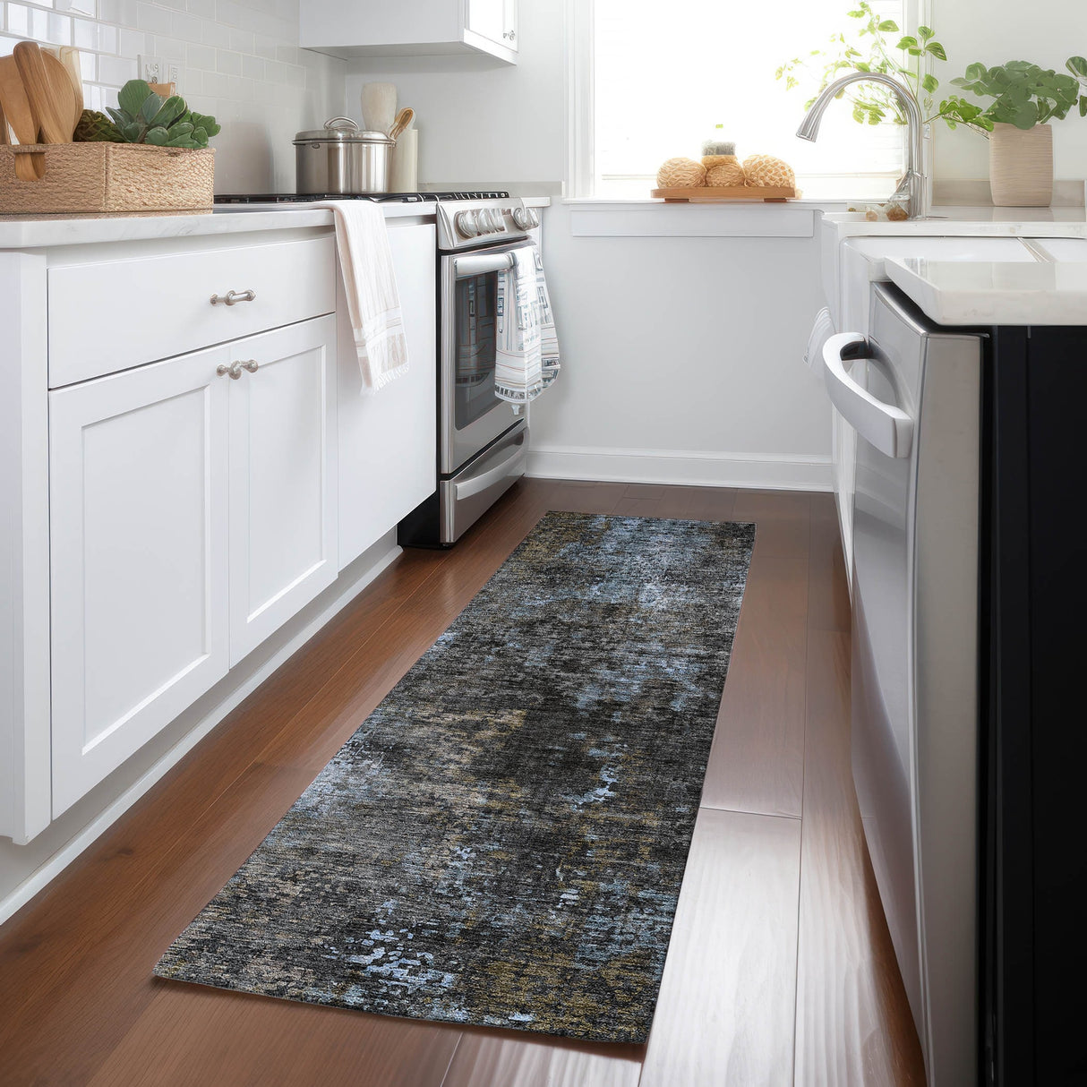 Machine Washable Indoor/ Outdoor Chantille Contemporary Abstract Rug
