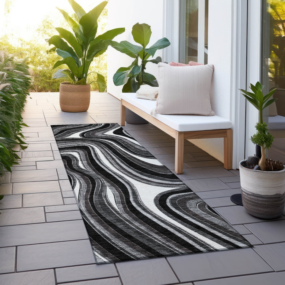 Machine Washable Indoor/ Outdoor Chantille Contemporary Abstract Rug