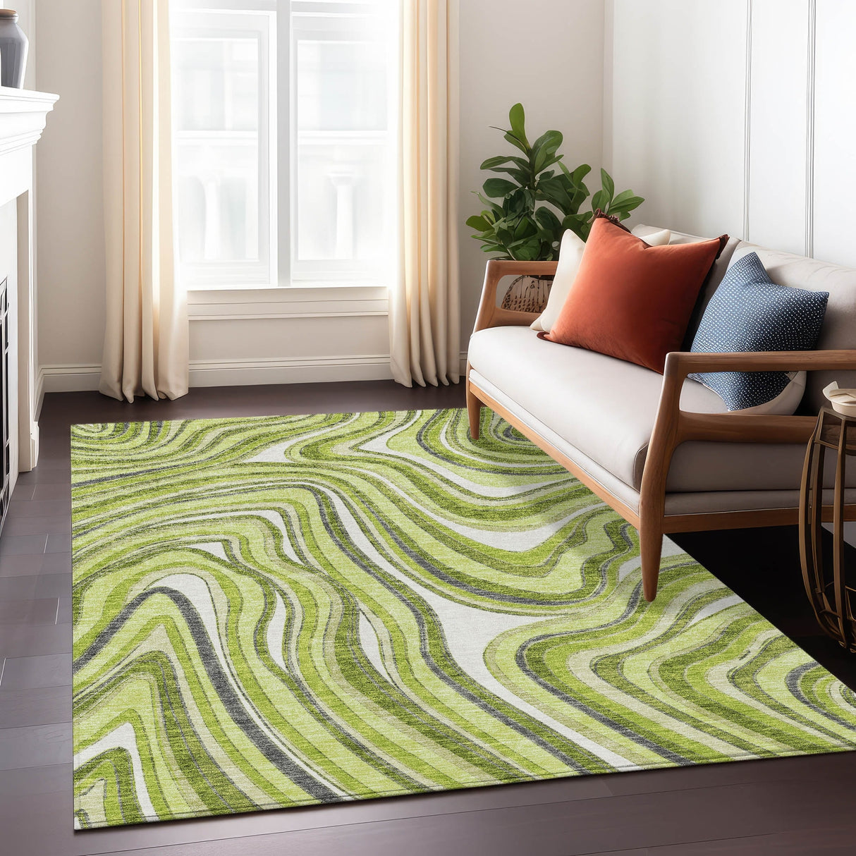 Machine Washable Indoor/ Outdoor Chantille Contemporary Abstract Rug