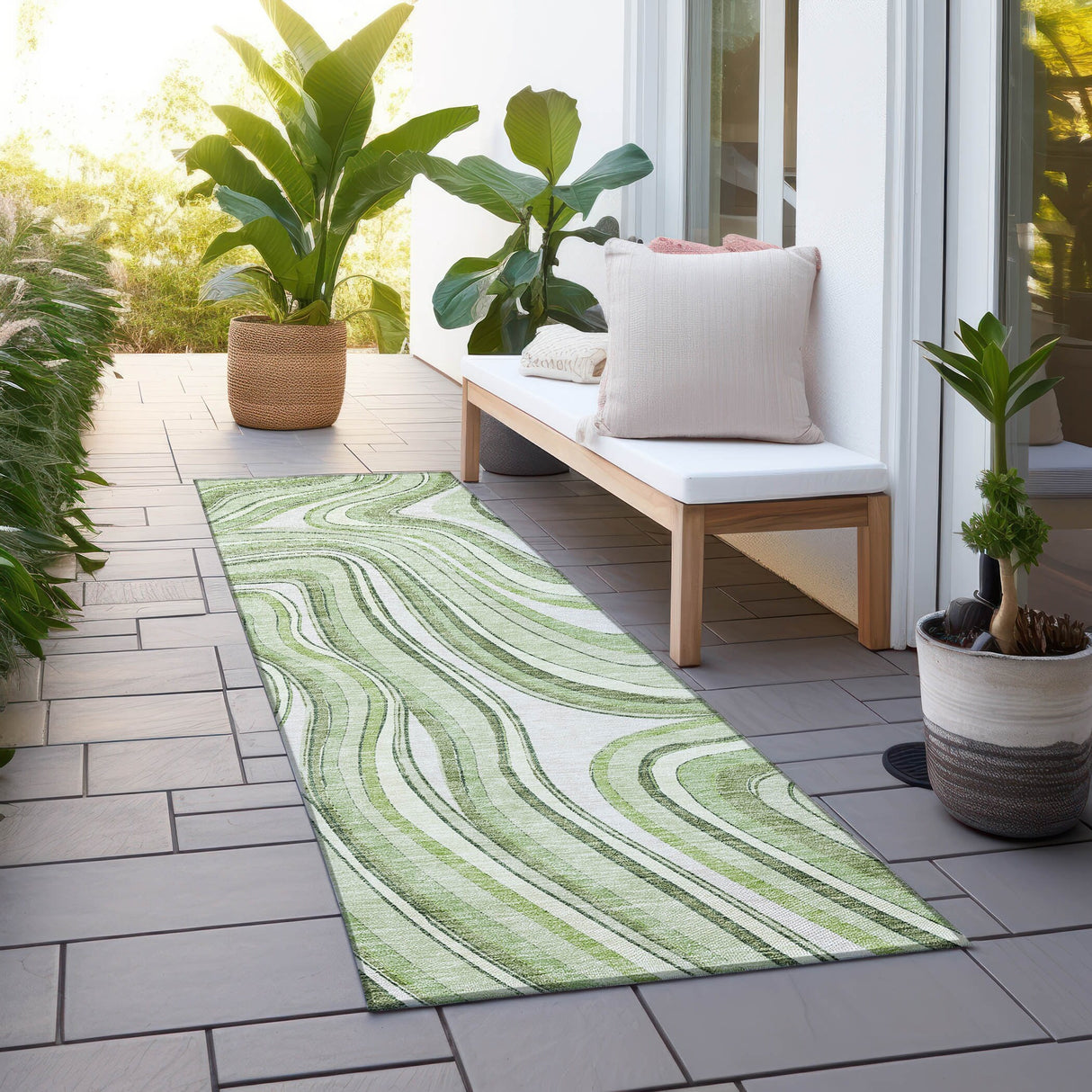 Machine Washable Indoor/ Outdoor Chantille Contemporary Abstract Rug