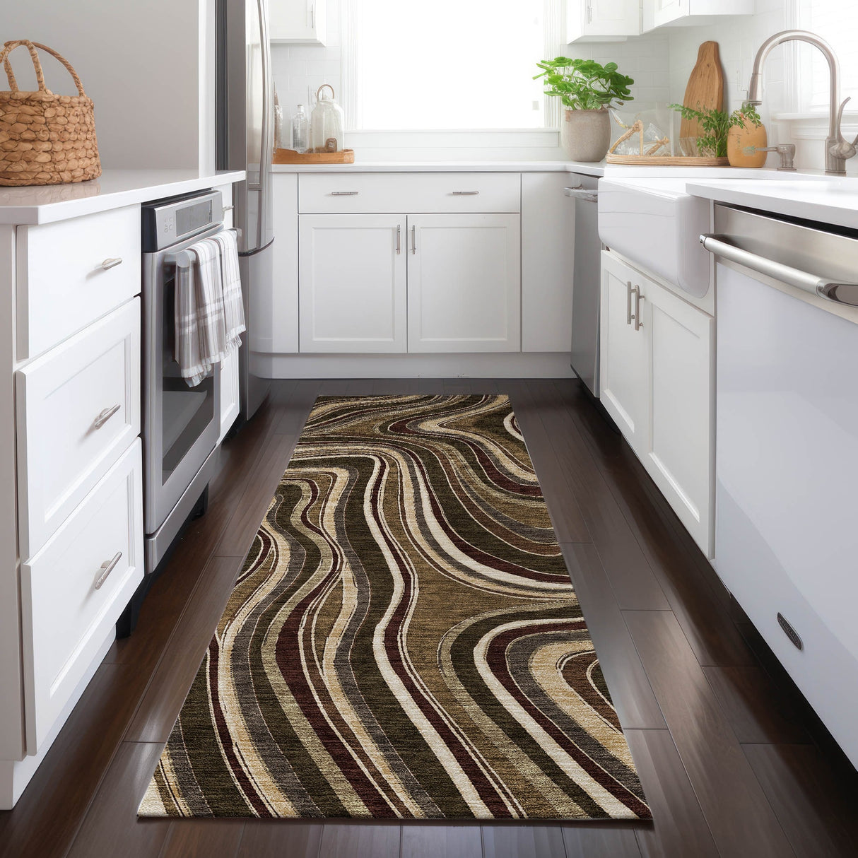 Machine Washable Indoor/ Outdoor Chantille Contemporary Abstract Rug