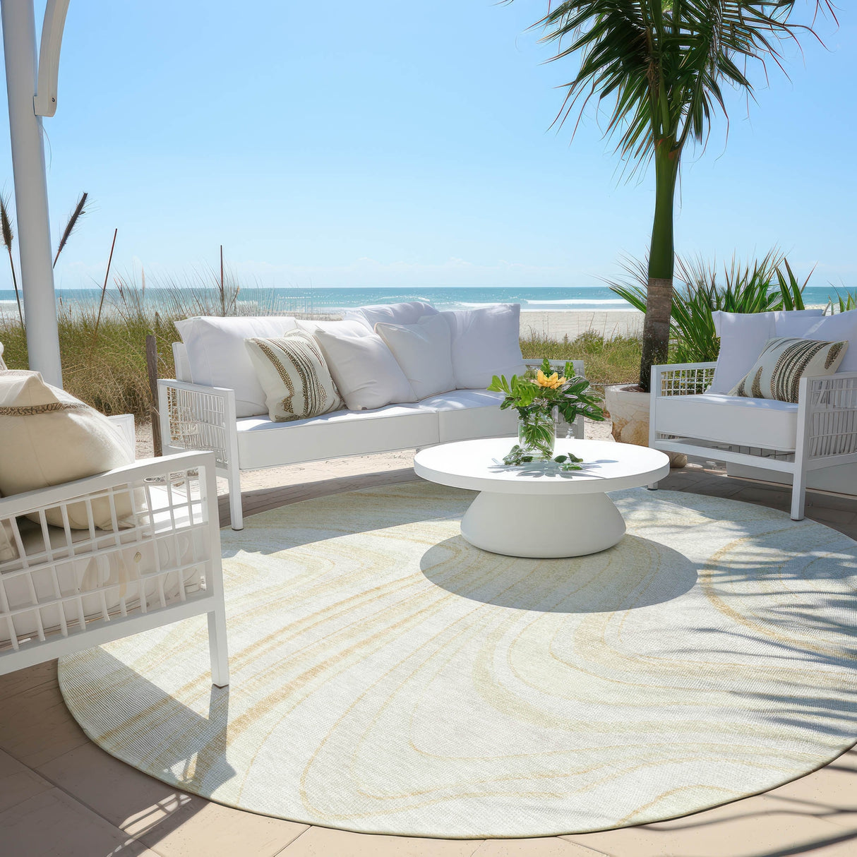 Machine Washable Indoor/ Outdoor Chantille Contemporary Abstract Rug