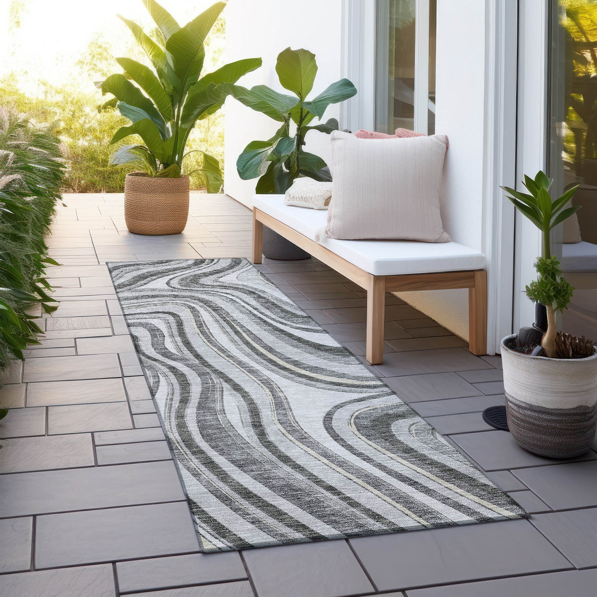 Machine Washable Indoor/ Outdoor Chantille Contemporary Abstract Rug