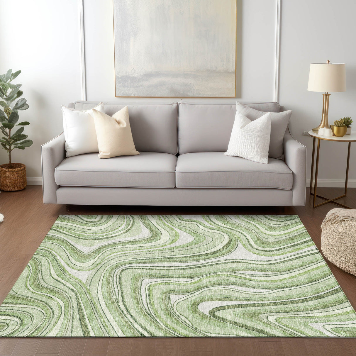 Machine Washable Indoor/ Outdoor Chantille Contemporary Abstract Rug