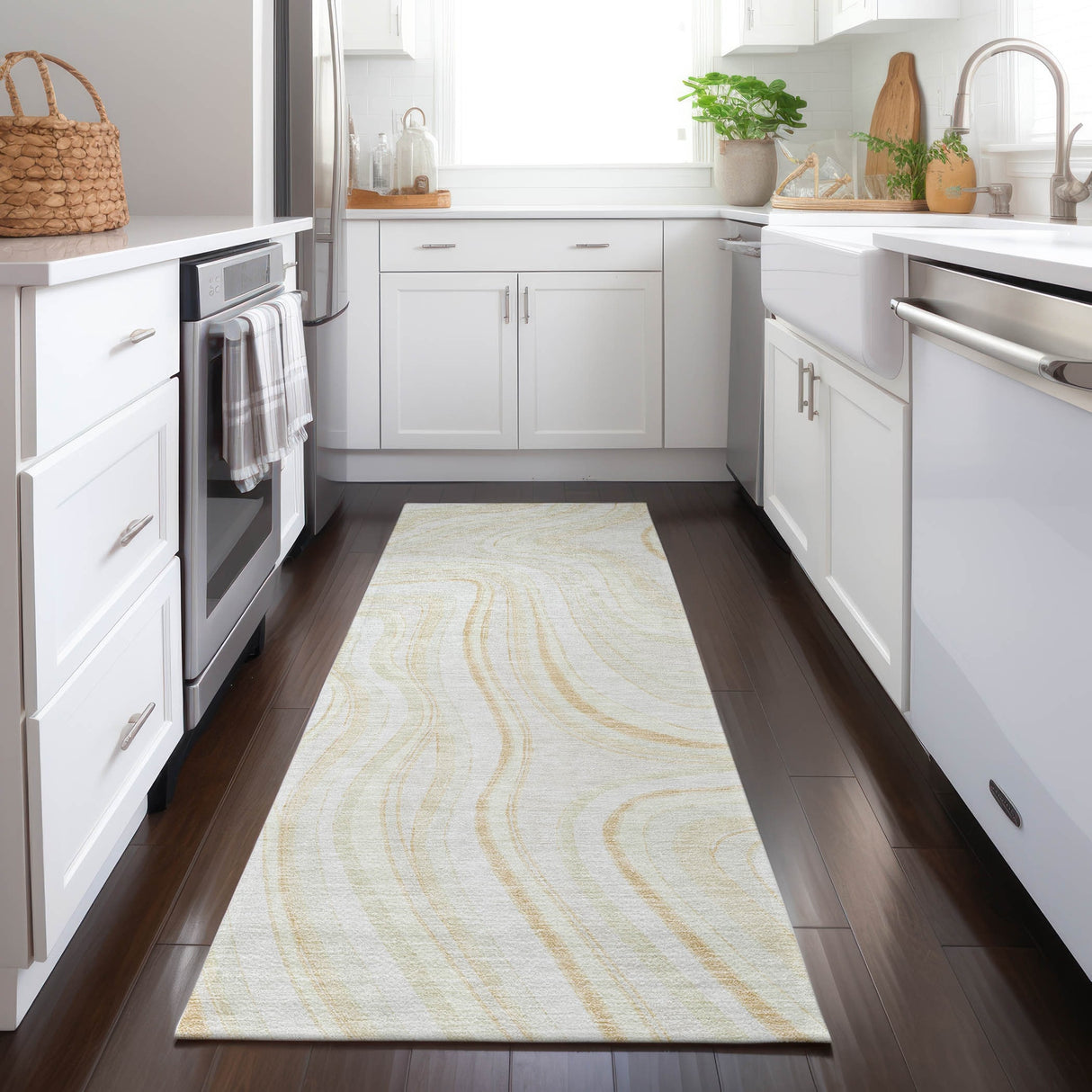 Machine Washable Indoor/ Outdoor Chantille Contemporary Abstract Rug