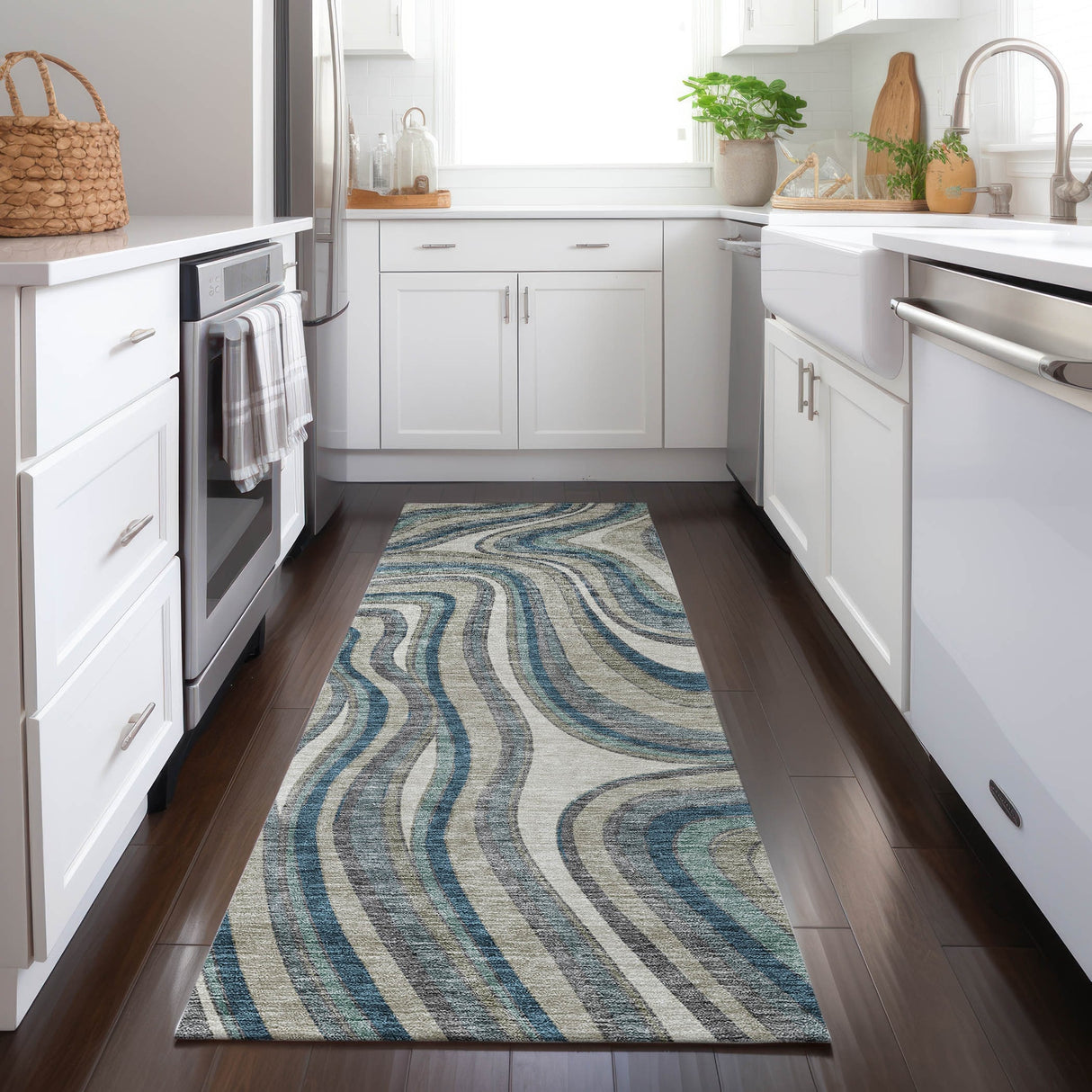Machine Washable Indoor/ Outdoor Chantille Contemporary Abstract Rug