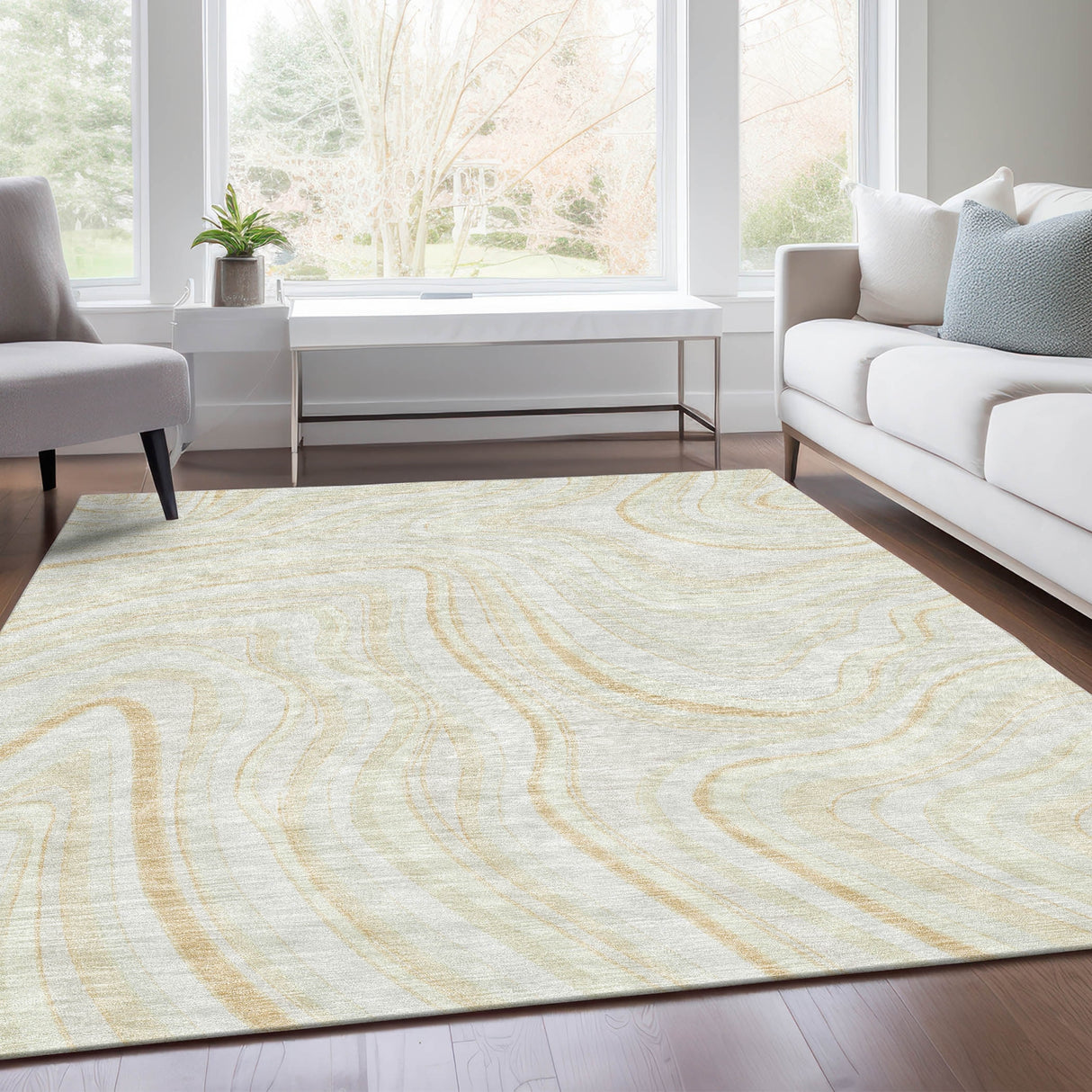 Machine Washable Indoor/ Outdoor Chantille Contemporary Abstract Rug