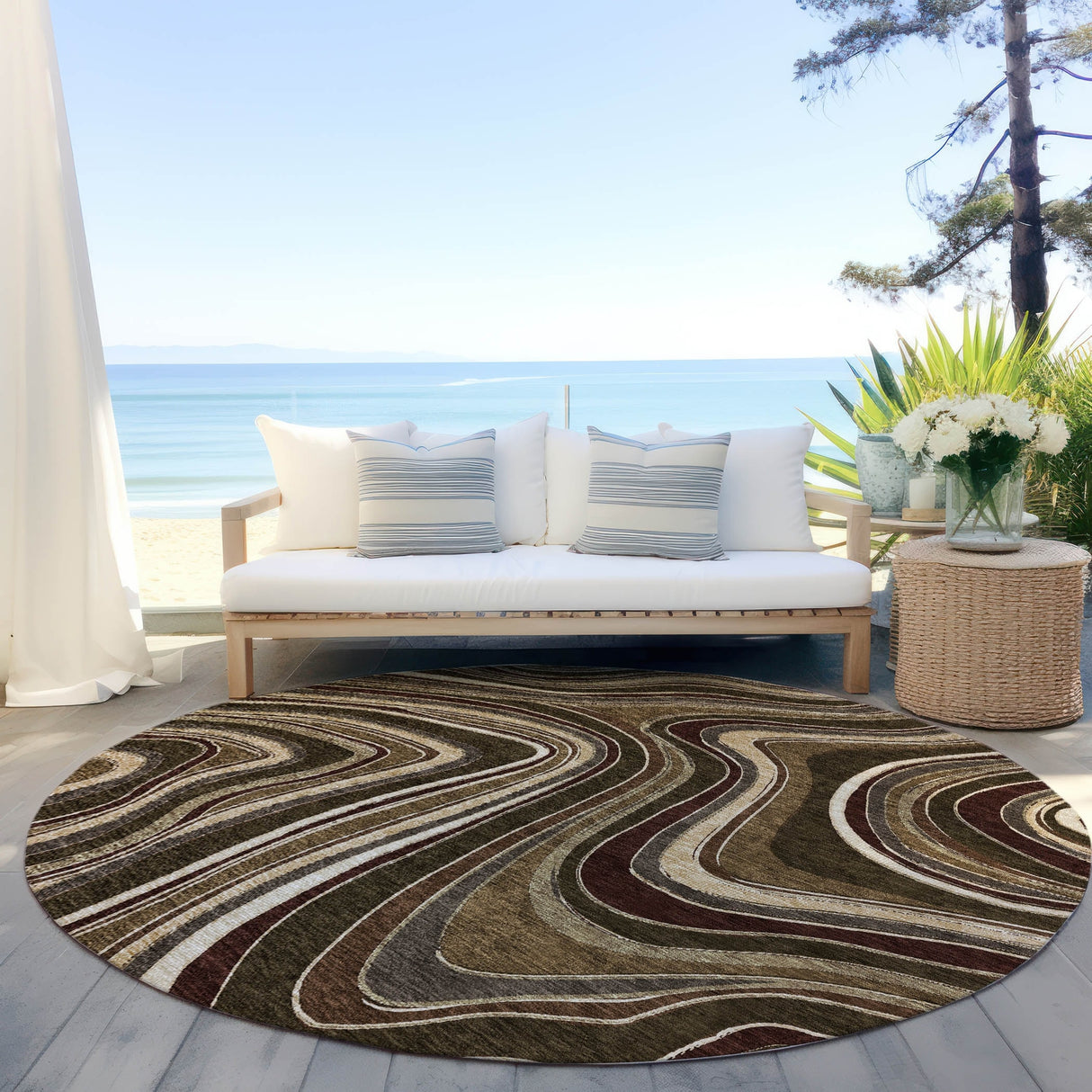 Machine Washable Indoor/ Outdoor Chantille Contemporary Abstract Rug