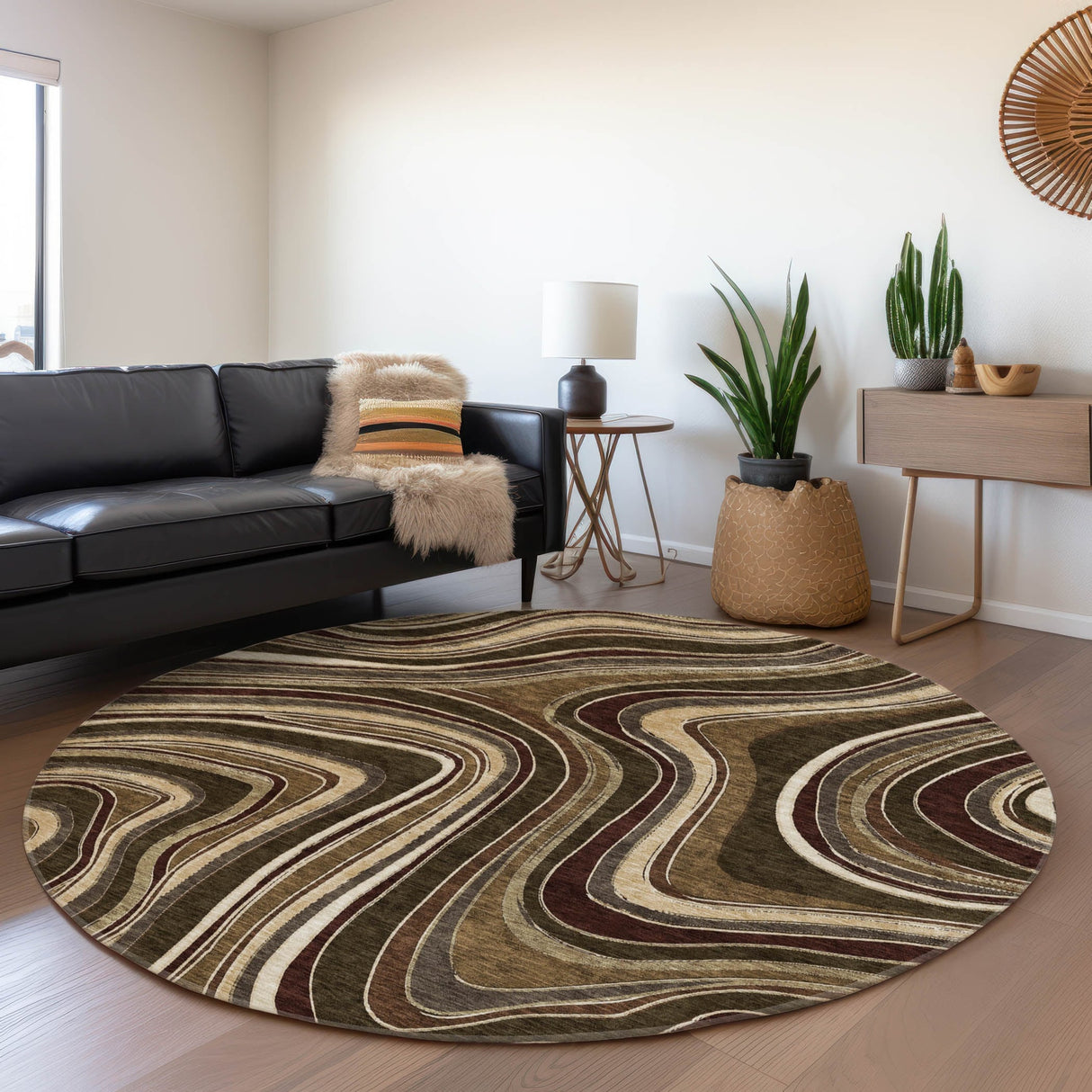 Machine Washable Indoor/ Outdoor Chantille Contemporary Abstract Rug