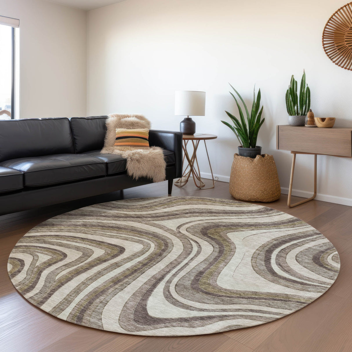 Machine Washable Indoor/ Outdoor Chantille Contemporary Abstract Rug