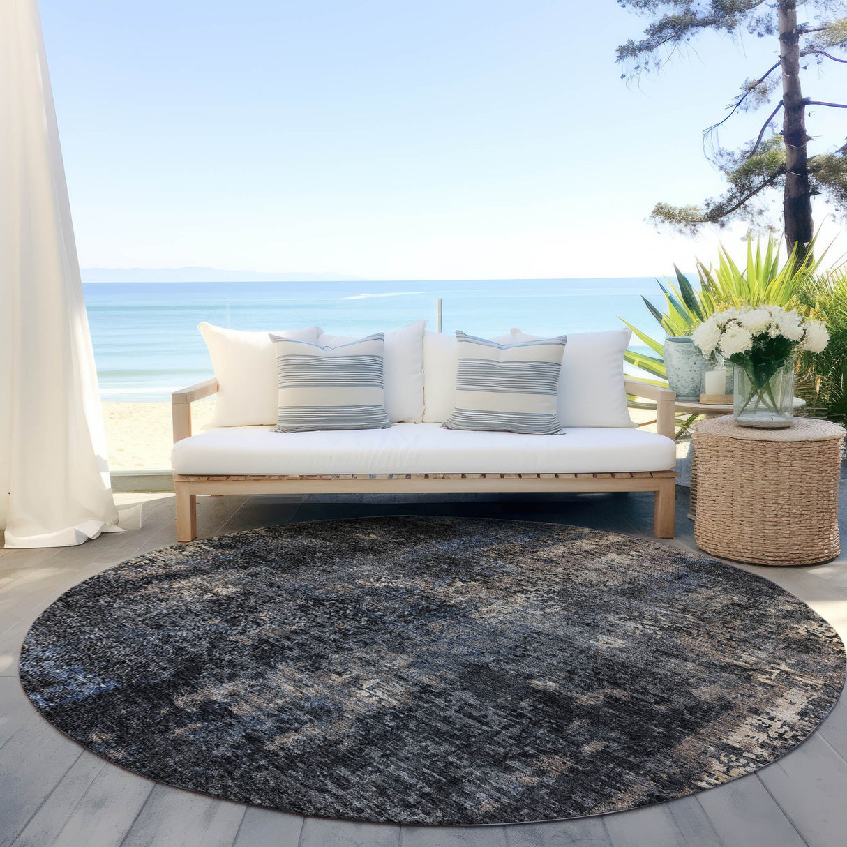 Machine Washable Indoor/ Outdoor Chantille Contemporary Abstract Rug