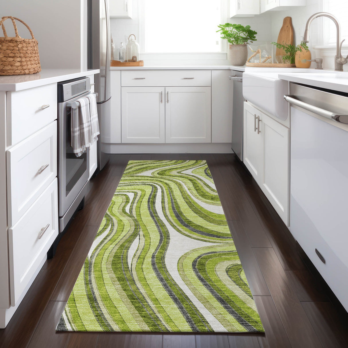 Machine Washable Indoor/ Outdoor Chantille Contemporary Abstract Rug