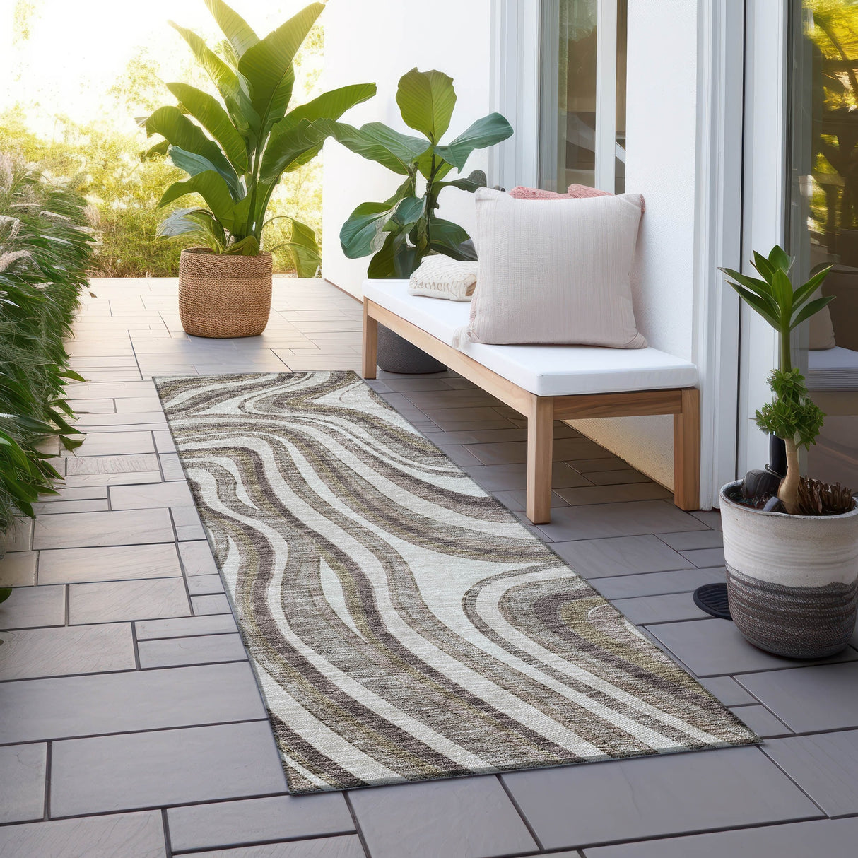 Machine Washable Indoor/ Outdoor Chantille Contemporary Abstract Rug