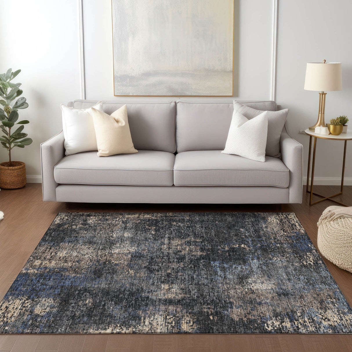 Machine Washable Indoor/ Outdoor Chantille Contemporary Abstract Rug