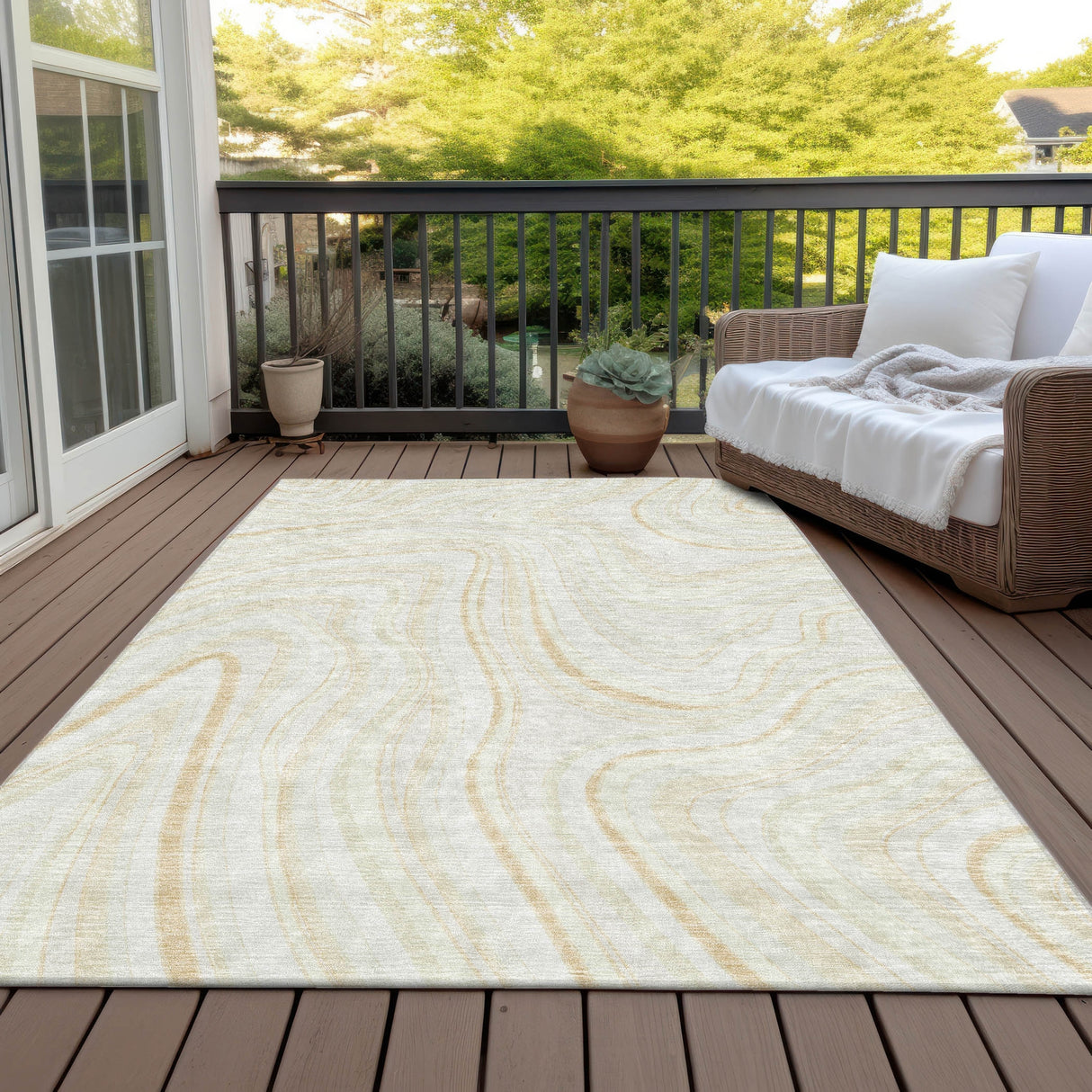 Machine Washable Indoor/ Outdoor Chantille Contemporary Abstract Rug