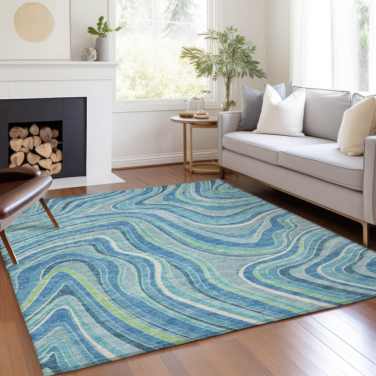 Machine Washable Indoor/ Outdoor Chantille Contemporary Abstract Rug