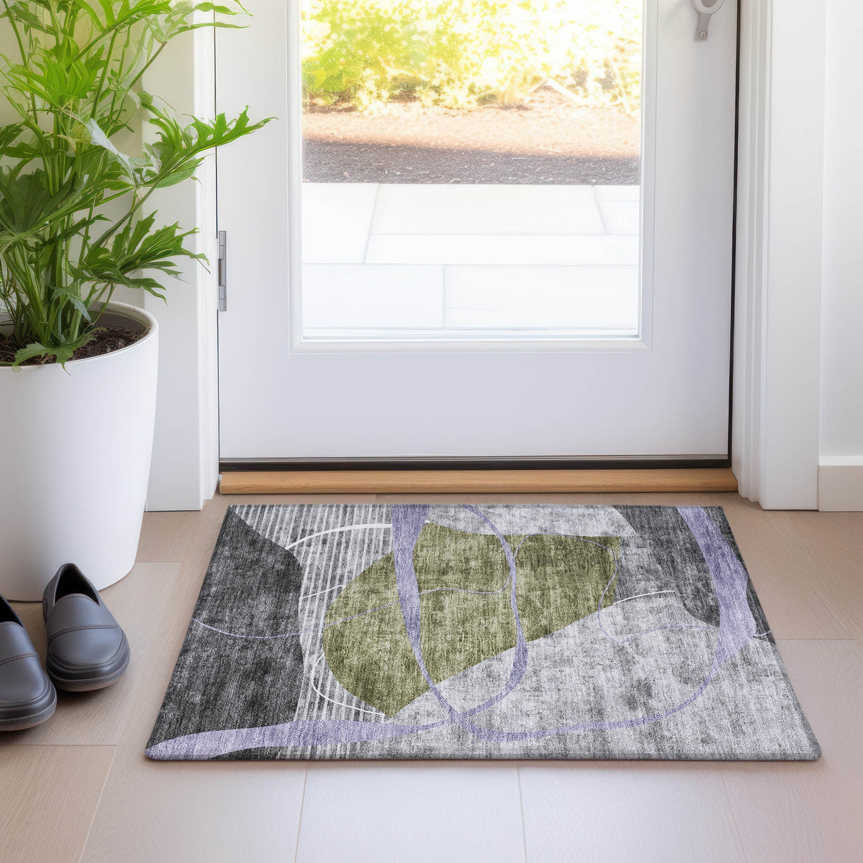 Machine Washable Indoor/ Outdoor Chantille Contemporary Abstract Rug