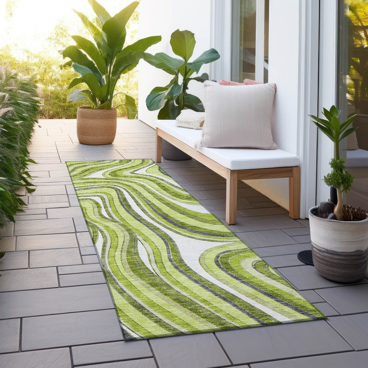 Machine Washable Indoor/ Outdoor Chantille Contemporary Abstract Rug
