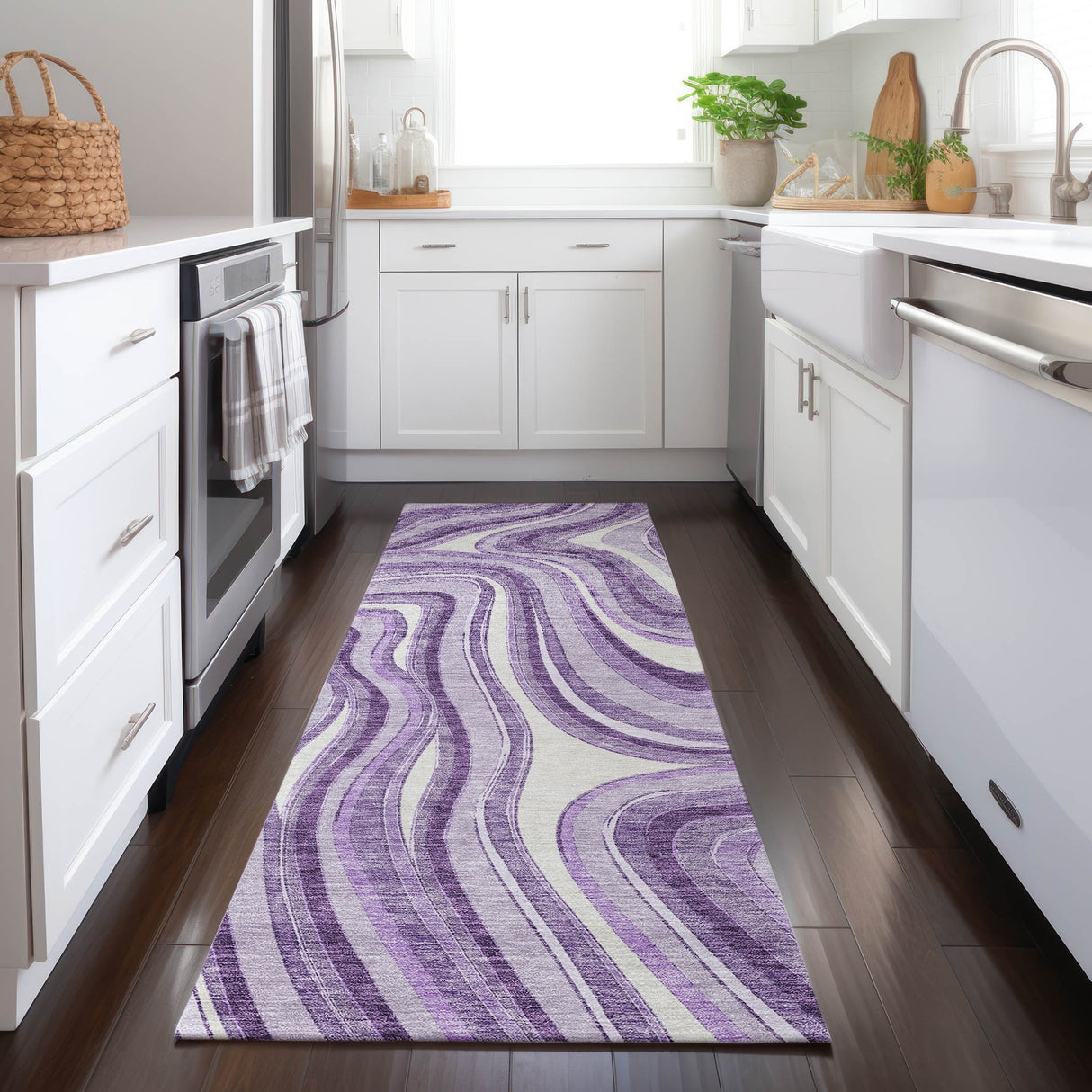 Machine Washable Indoor/ Outdoor Chantille Contemporary Abstract Rug