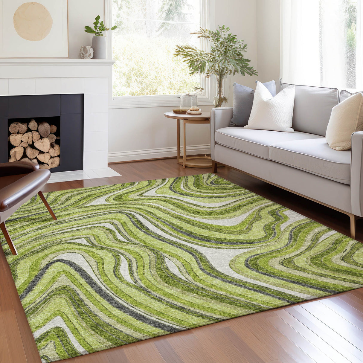 Machine Washable Indoor/ Outdoor Chantille Contemporary Abstract Rug