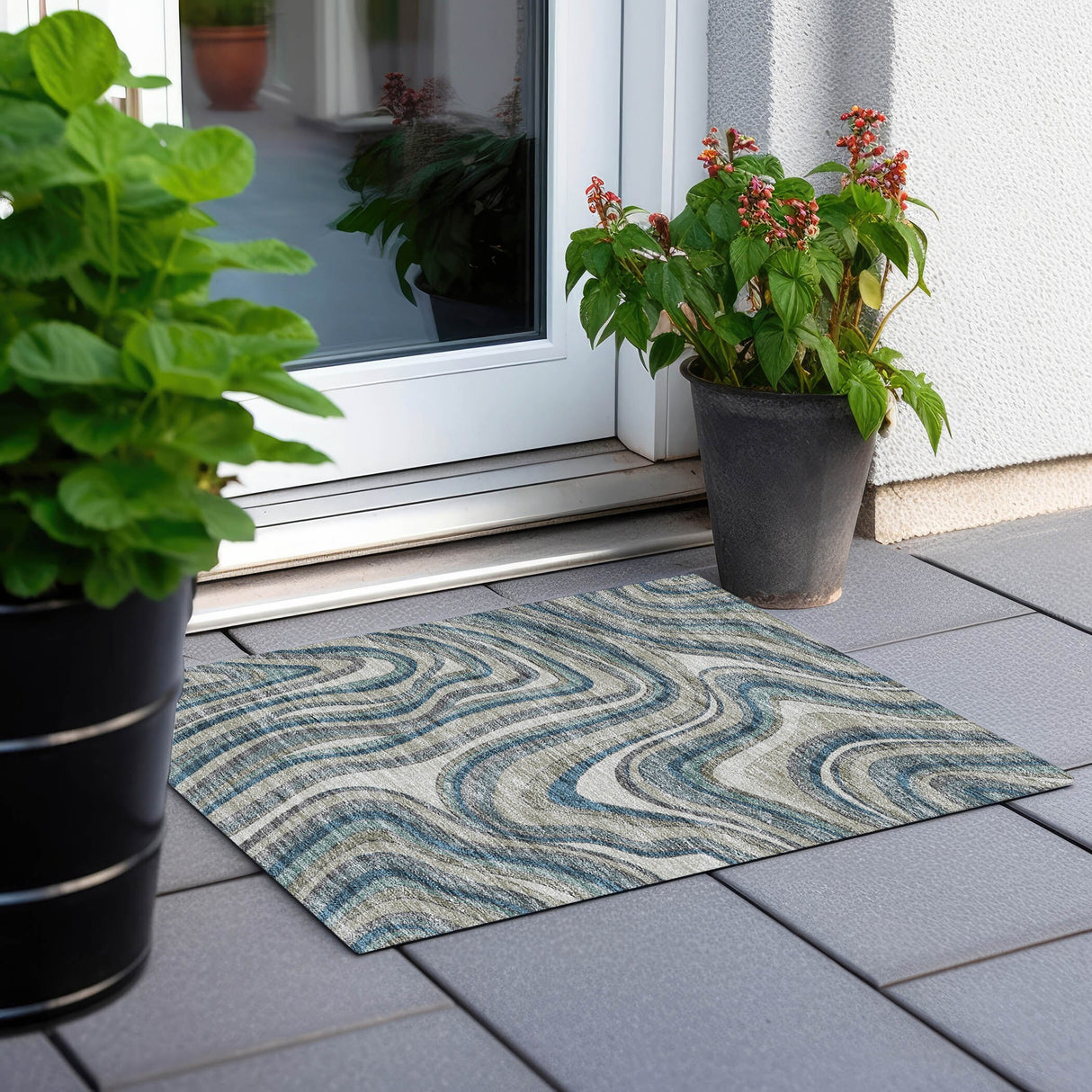 Machine Washable Indoor/ Outdoor Chantille Contemporary Abstract Rug