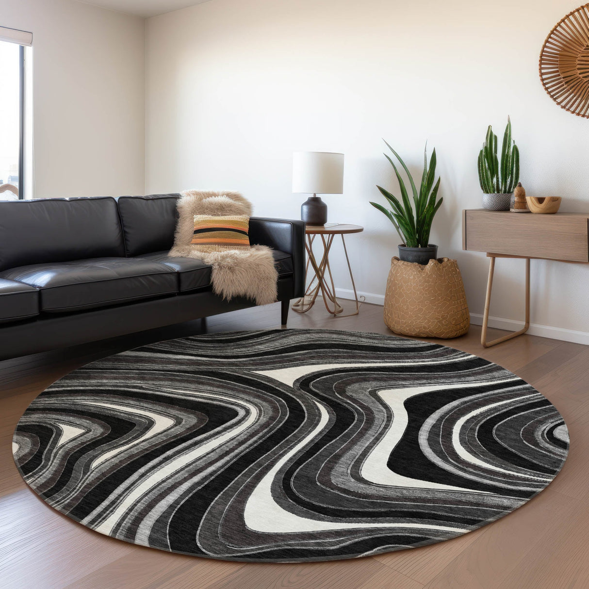 Machine Washable Indoor/ Outdoor Chantille Contemporary Abstract Rug