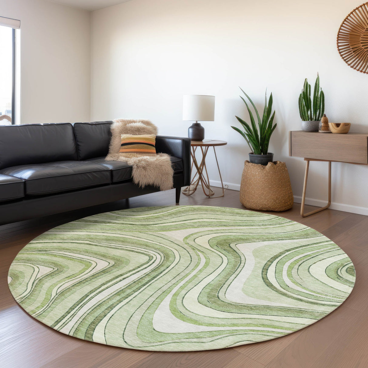 Machine Washable Indoor/ Outdoor Chantille Contemporary Abstract Rug