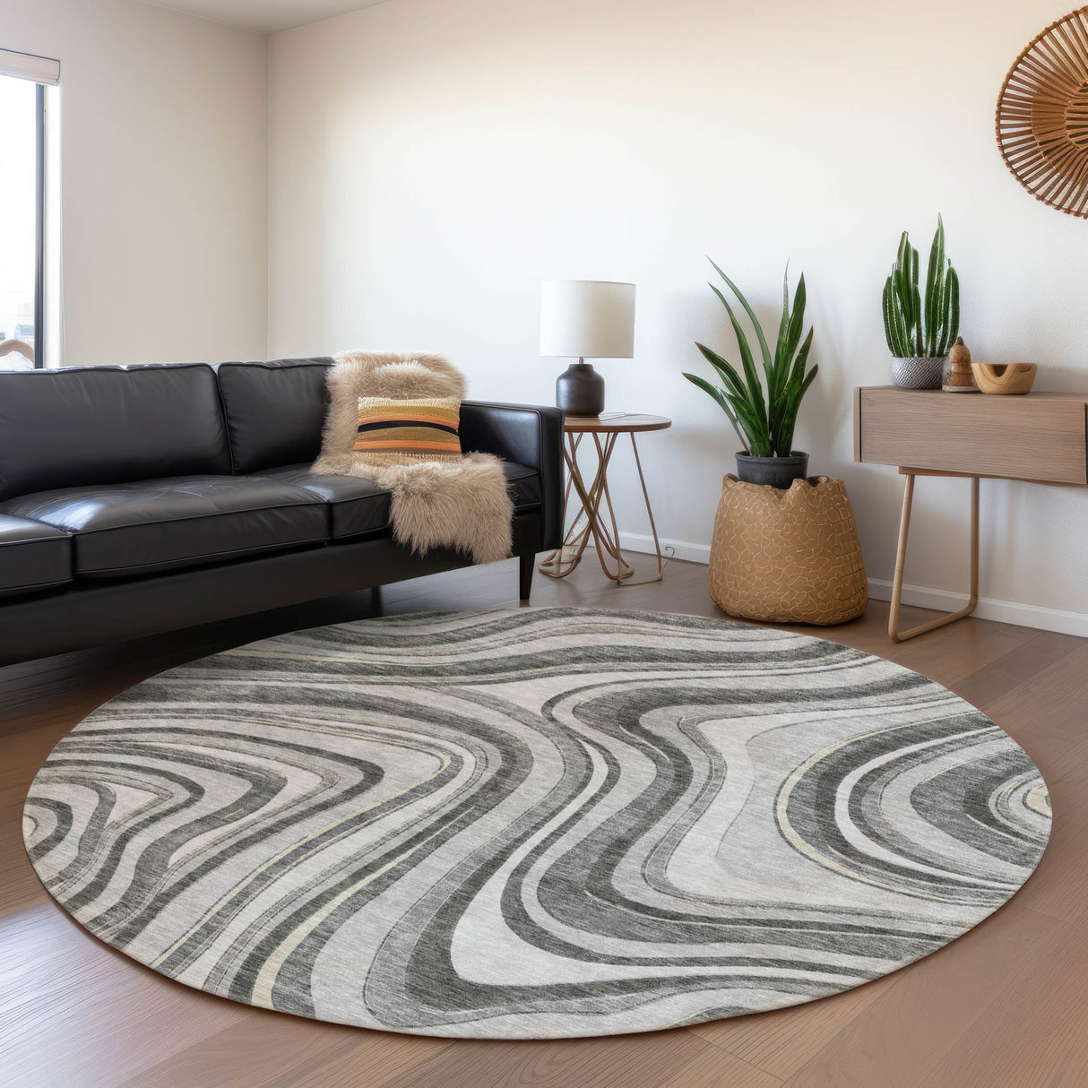 Machine Washable Indoor/ Outdoor Chantille Contemporary Abstract Rug