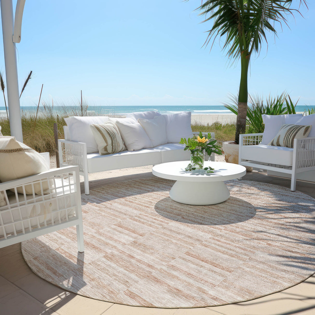 Machine Washable Indoor/ Outdoor Chantille Contemporary Blocks Rug