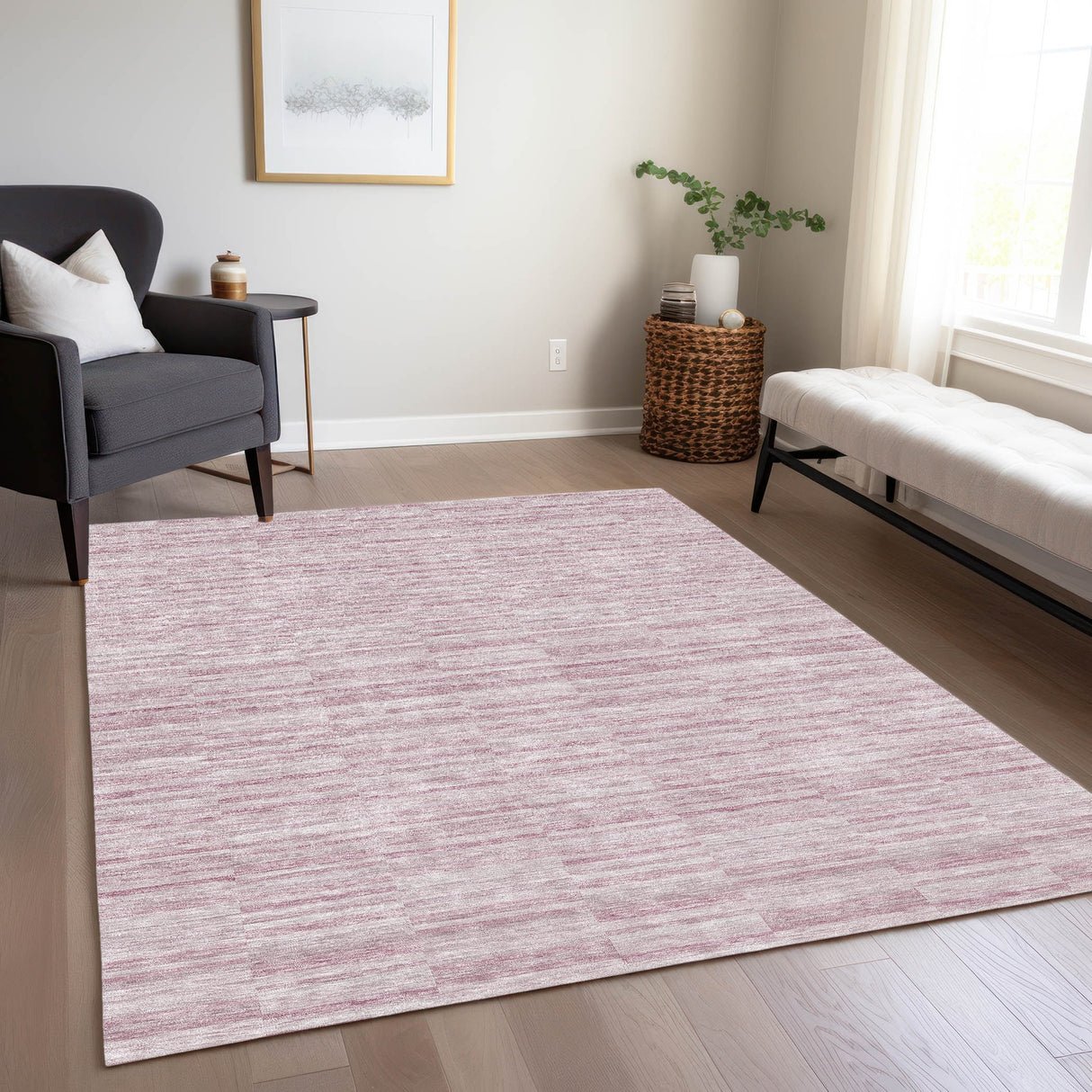 Machine Washable Indoor/ Outdoor Chantille Contemporary Blocks Rug