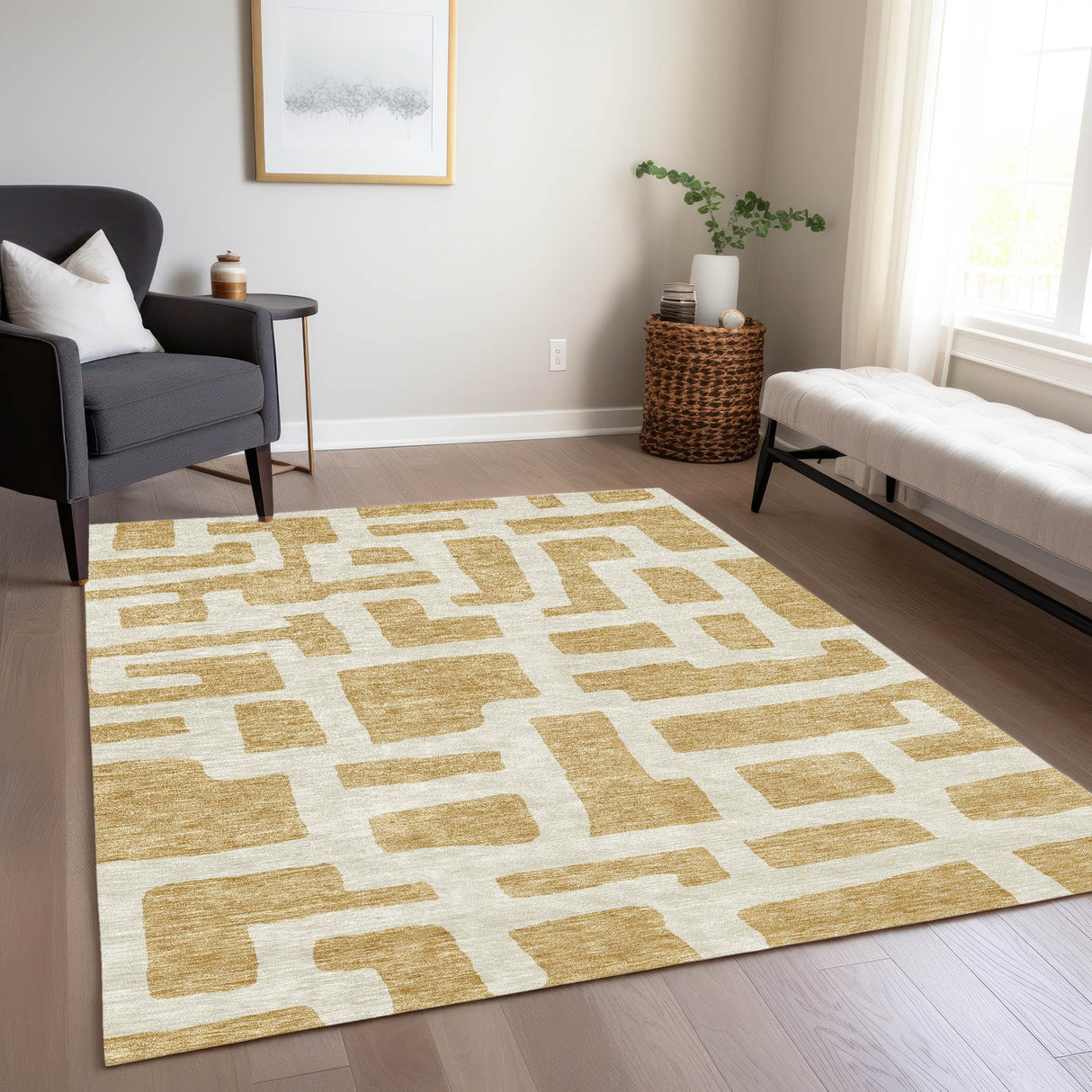 Machine Washable Indoor/ Outdoor Chantille Contemporary Geo Rug