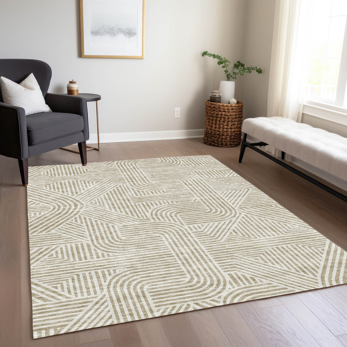 Machine Washable Indoor/ Outdoor Chantille Contemporary Geo Rug
