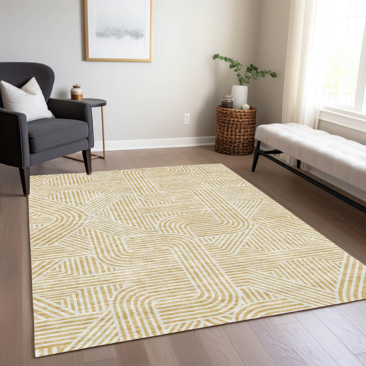 Machine Washable Indoor/ Outdoor Chantille Contemporary Geo Rug